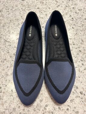 Birdies The Blackbird Blue Pointed Knit Flats with Black Trim size 6